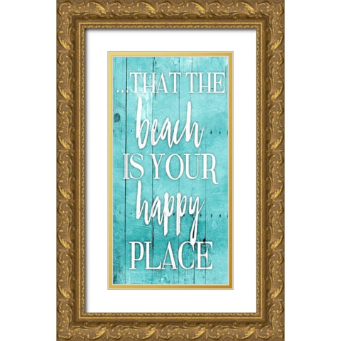 Happy Gold Ornate Wood Framed Art Print with Double Matting by Grey, Jace