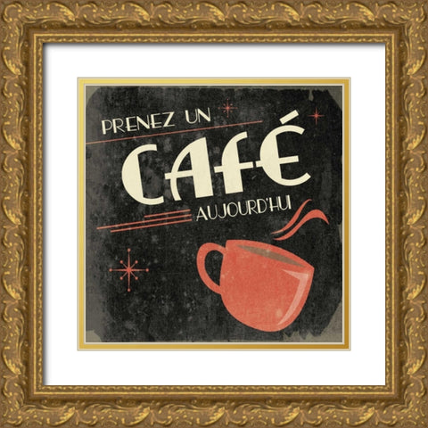 Coffee in French B2 Gold Ornate Wood Framed Art Print with Double Matting by Grey, Jace