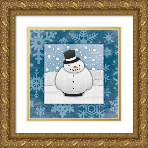 Snowman Gold Ornate Wood Framed Art Print with Double Matting by Grey, Jace