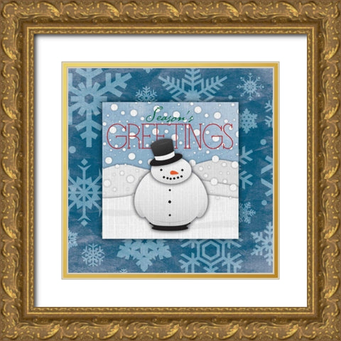 Seasons Greeting Gold Ornate Wood Framed Art Print with Double Matting by Grey, Jace