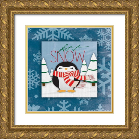 Let it snow Gold Ornate Wood Framed Art Print with Double Matting by Grey, Jace
