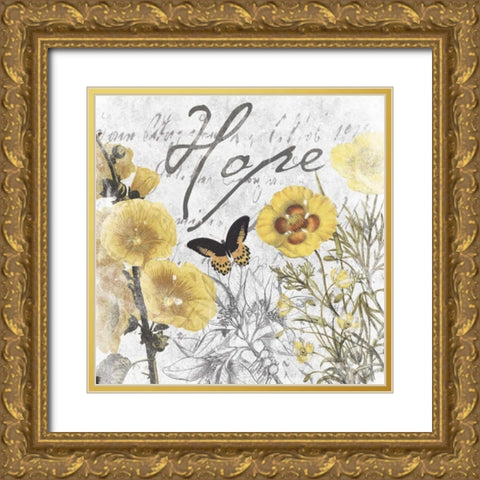 Hope floral Gold Ornate Wood Framed Art Print with Double Matting by Grey, Jace