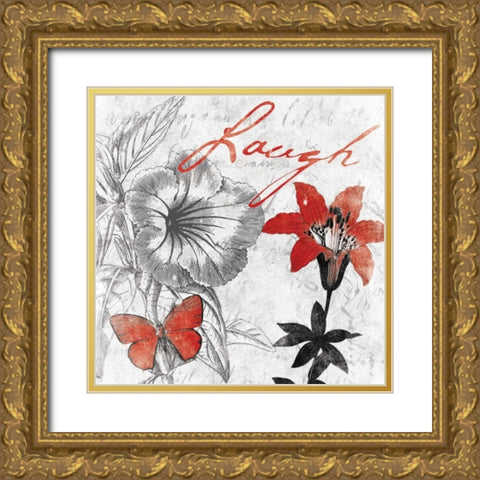 Laugh floral Gold Ornate Wood Framed Art Print with Double Matting by Grey, Jace