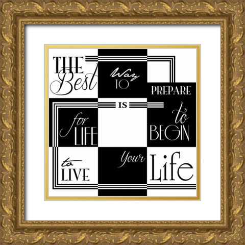 9 patch Gold Ornate Wood Framed Art Print with Double Matting by Grey, Jace