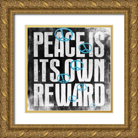 Peace 3 Gold Ornate Wood Framed Art Print with Double Matting by Grey, Jace
