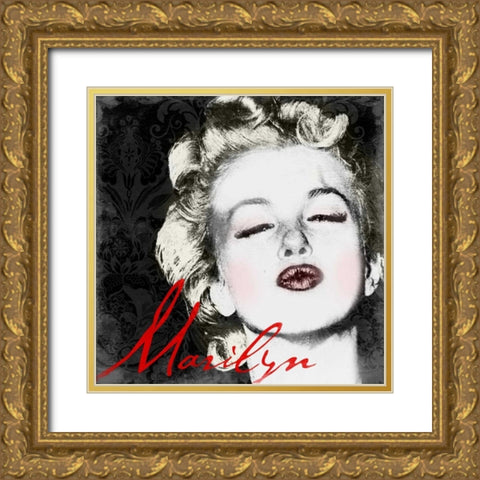 Marilyn Makeup 1 Gold Ornate Wood Framed Art Print with Double Matting by Grey, Jace