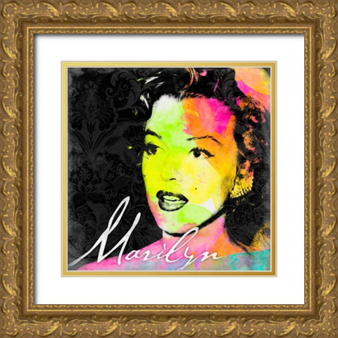Marilyn Colorful Gold Ornate Wood Framed Art Print with Double Matting by Grey, Jace