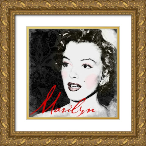 Marilyn Makeup Gold Ornate Wood Framed Art Print with Double Matting by Grey, Jace