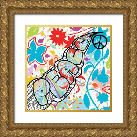Peace 2 Gold Ornate Wood Framed Art Print with Double Matting by Grey, Jace