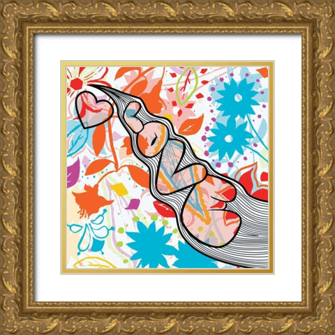 Love 2 Gold Ornate Wood Framed Art Print with Double Matting by Grey, Jace