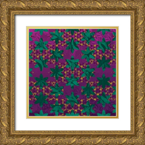 Floral Pattern Gold Ornate Wood Framed Art Print with Double Matting by Grey, Jace