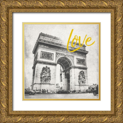 Paris Arch Yellow Gold Ornate Wood Framed Art Print with Double Matting by Grey, Jace