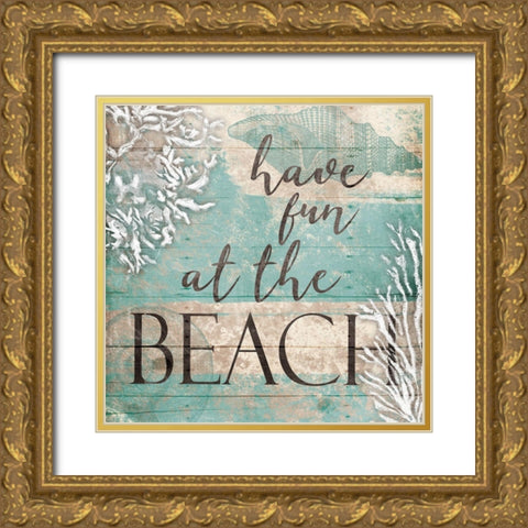 Fun Beach Gold Ornate Wood Framed Art Print with Double Matting by Grey, Jace