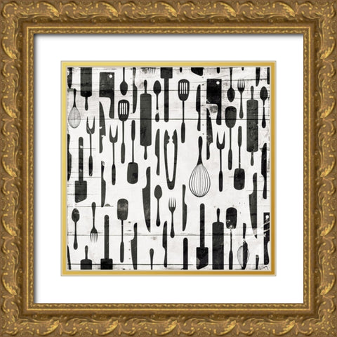 Kitchen Tools Gold Ornate Wood Framed Art Print with Double Matting by Grey, Jace