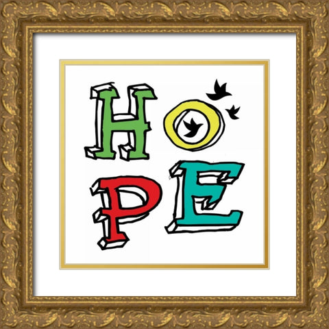 Hope Gold Ornate Wood Framed Art Print with Double Matting by Grey, Jace