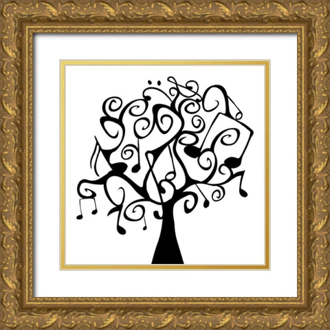 Musical Tree Gold Ornate Wood Framed Art Print with Double Matting by Grey, Jace