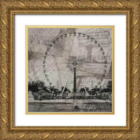 London Wheel Gold Ornate Wood Framed Art Print with Double Matting by Grey, Jace