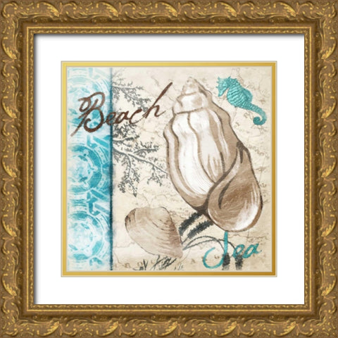 Beach pattern New Gold Ornate Wood Framed Art Print with Double Matting by Grey, Jace