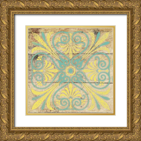 Turq Pattern 5 Gold Ornate Wood Framed Art Print with Double Matting by Grey, Jace