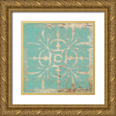 Turq Pattern 6 Gold Ornate Wood Framed Art Print with Double Matting by Grey, Jace