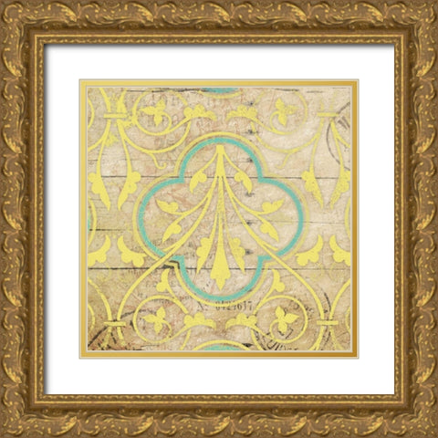 Turq Pattern 7 Gold Ornate Wood Framed Art Print with Double Matting by Grey, Jace