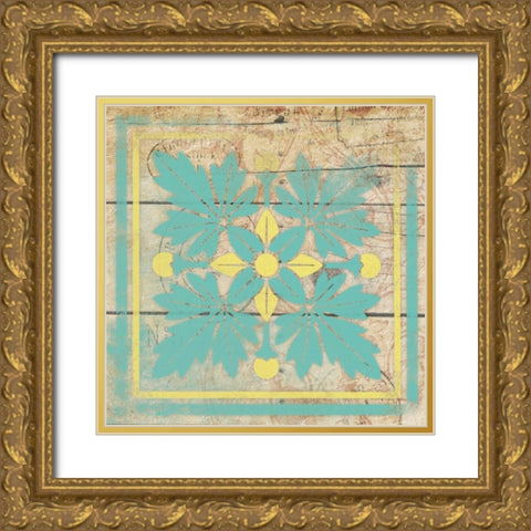 Turq Pattern 8 Gold Ornate Wood Framed Art Print with Double Matting by Grey, Jace