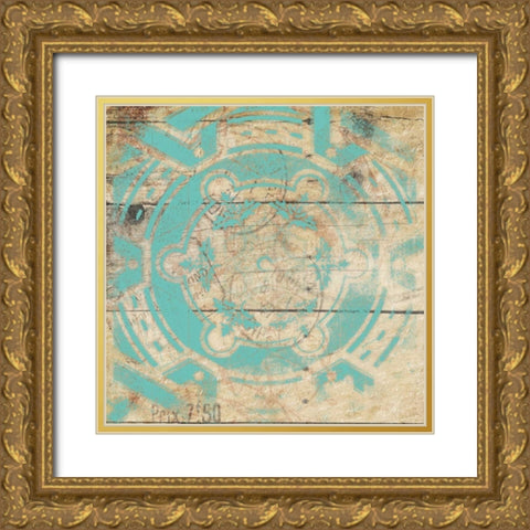 Turq Pattern 9 Gold Ornate Wood Framed Art Print with Double Matting by Grey, Jace