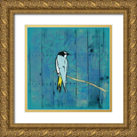 Blue Hue Bird 2 Gold Ornate Wood Framed Art Print with Double Matting by Grey, Jace