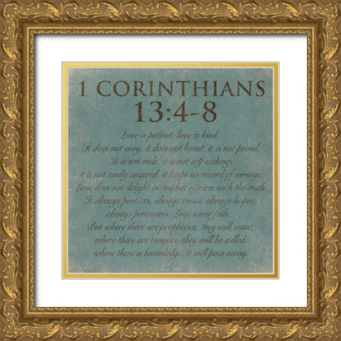 Corinthians-13-4-8 Gold Ornate Wood Framed Art Print with Double Matting by Grey, Jace