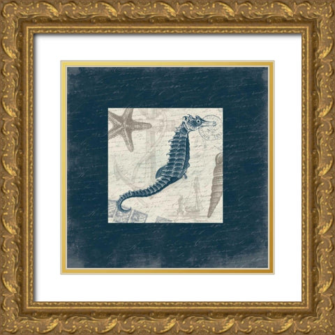 Seahorse Bordered Gold Ornate Wood Framed Art Print with Double Matting by Grey, Jace