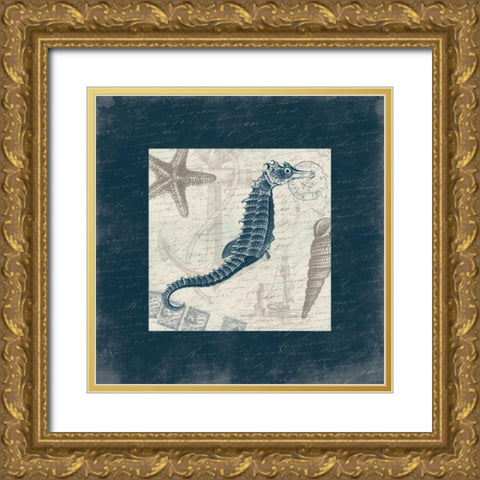 Seahorse Bordered Gold Ornate Wood Framed Art Print with Double Matting by Grey, Jace