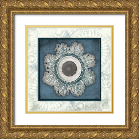 Coastal blue mate bordered Gold Ornate Wood Framed Art Print with Double Matting by Grey, Jace