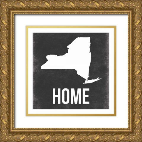 NY Gold Ornate Wood Framed Art Print with Double Matting by Grey, Jace