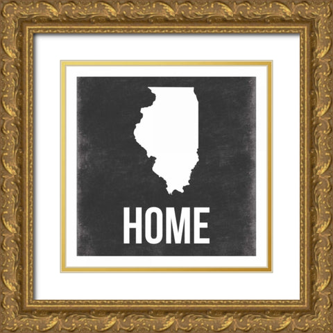 Illinois Gold Ornate Wood Framed Art Print with Double Matting by Grey, Jace