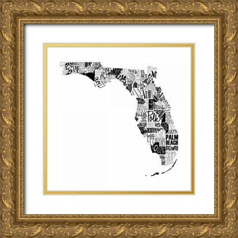 Florida Gold Ornate Wood Framed Art Print with Double Matting by Grey, Jace