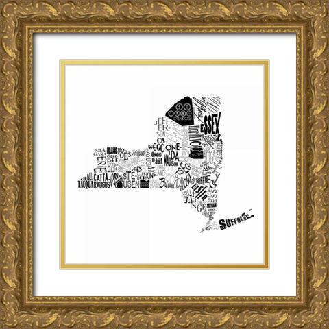 NY Gold Ornate Wood Framed Art Print with Double Matting by Grey, Jace