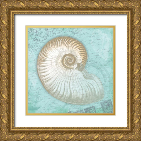 Nautical Shells Gold Ornate Wood Framed Art Print with Double Matting by Grey, Jace