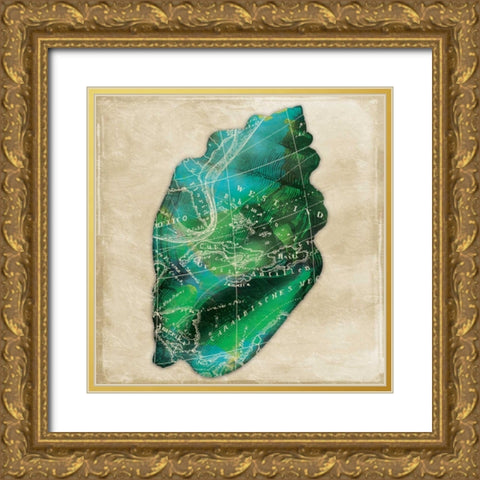 Map Shell Gold Ornate Wood Framed Art Print with Double Matting by Grey, Jace