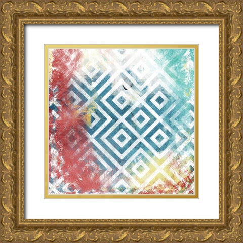 Happy Cosmic pattern mate Gold Ornate Wood Framed Art Print with Double Matting by Grey, Jace
