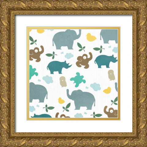 Juvenile Safari Gold Ornate Wood Framed Art Print with Double Matting by Grey, Jace