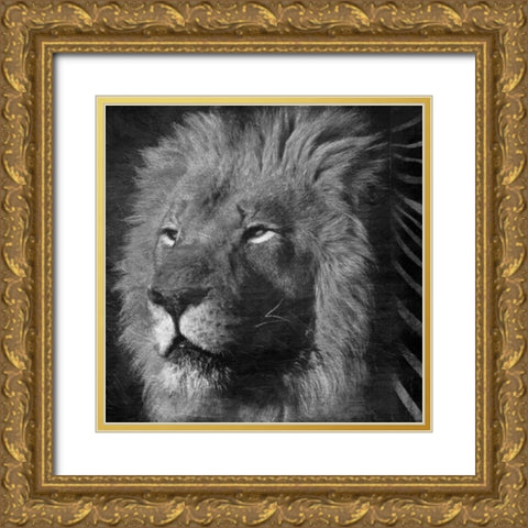 Animal Instincts Black And White Gold Ornate Wood Framed Art Print with Double Matting by Grey, Jace