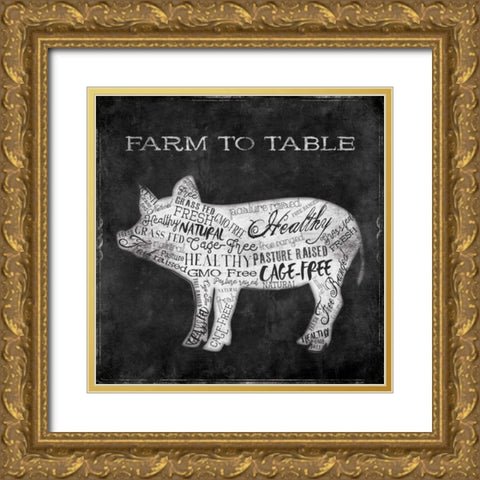 Farm To Pig Gold Ornate Wood Framed Art Print with Double Matting by Grey, Jace