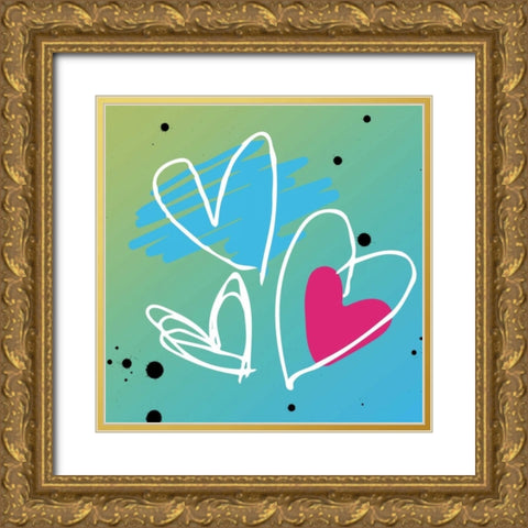 Love is bright Gold Ornate Wood Framed Art Print with Double Matting by Grey, Jace