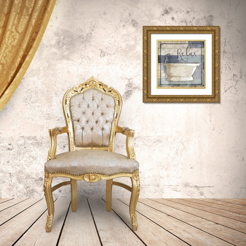 Relaxing Wooden Bath Gold Ornate Wood Framed Art Print with Double Matting by Grey, Jace