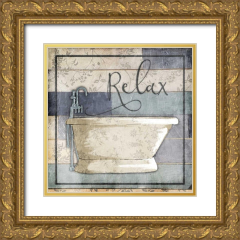 Relaxing Wooden Bath Gold Ornate Wood Framed Art Print with Double Matting by Grey, Jace