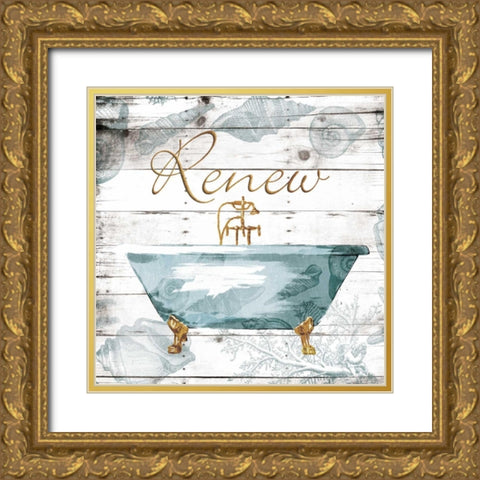 Golden Coastal Bath Gold Ornate Wood Framed Art Print with Double Matting by Grey, Jace