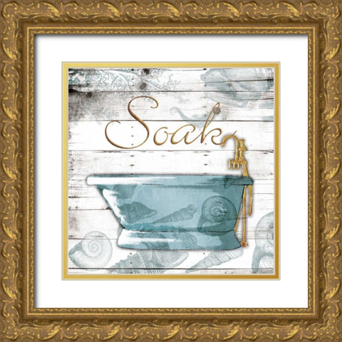 Golden Coastal Bath Mate Gold Ornate Wood Framed Art Print with Double Matting by Grey, Jace