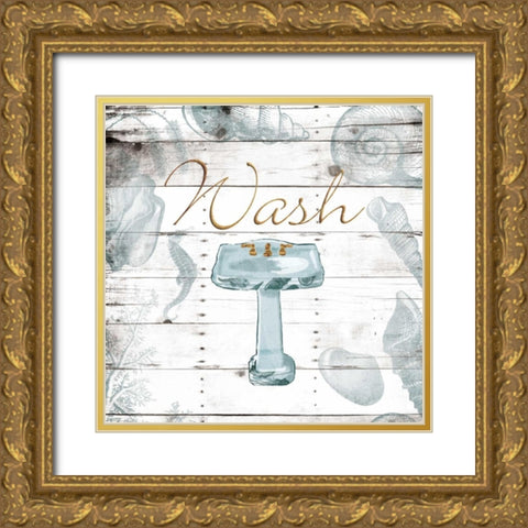 Golden Coastal Sink Gold Ornate Wood Framed Art Print with Double Matting by Grey, Jace