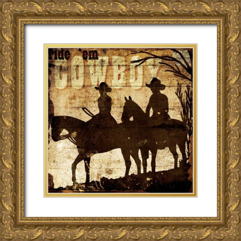 Ridem Cowboy Gold Ornate Wood Framed Art Print with Double Matting by Grey, Jace