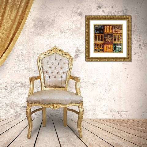Wild West Patch Gold Ornate Wood Framed Art Print with Double Matting by Grey, Jace